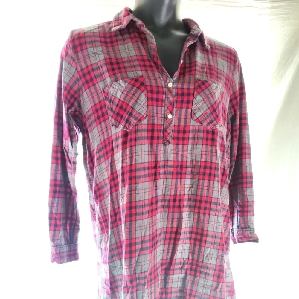AERIE Plaid Nightshirt 100% Cotton EUC ❤️ - Picture 3 of 11